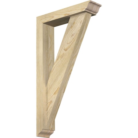 Ekena Millwork Traditional Traditional Rough Sawn Bracket w/ Offset Brace, Douglas Fir, 4"W x 16"D x 28"H BKT0402X16X28TRA01RDF